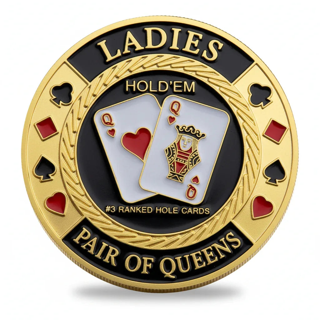 Ladies Pair of Queens poker themed collectible coin available at One More Coin store

