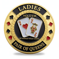 Ladies Pair of Queens poker themed collectible coin available at One More Coin store
