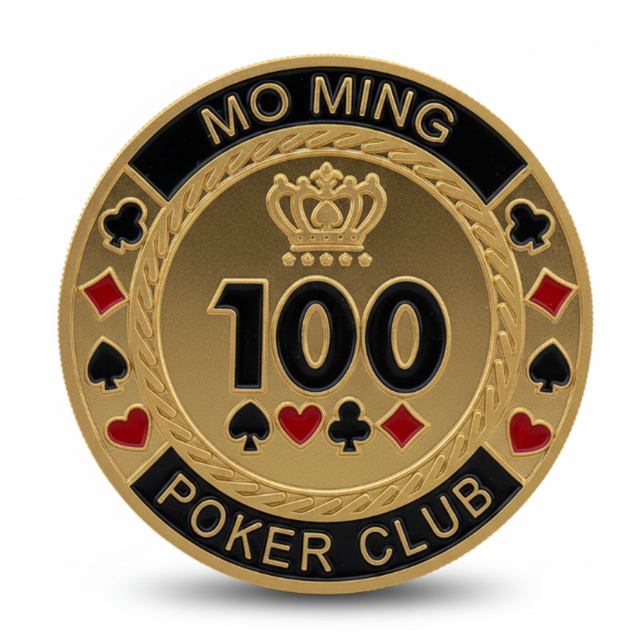 Mo Ming 100 poker themed collectible coin available at One More Coin store
