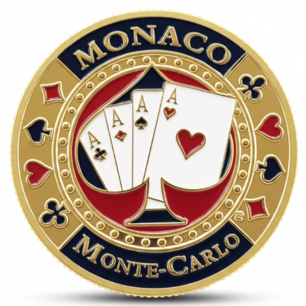 Monaco Monte-Carlo poker themed collectible coin available at One More Coin store
