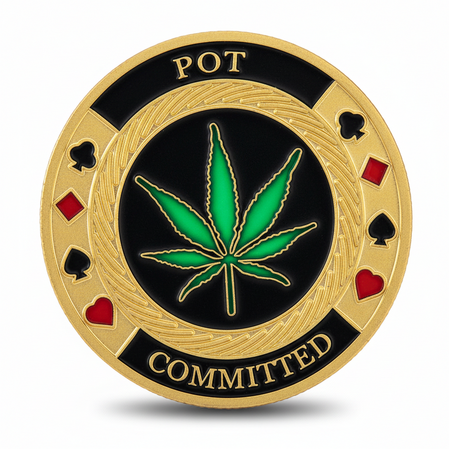 Pot Committed poker themed collectible coin available at One More Coin store
