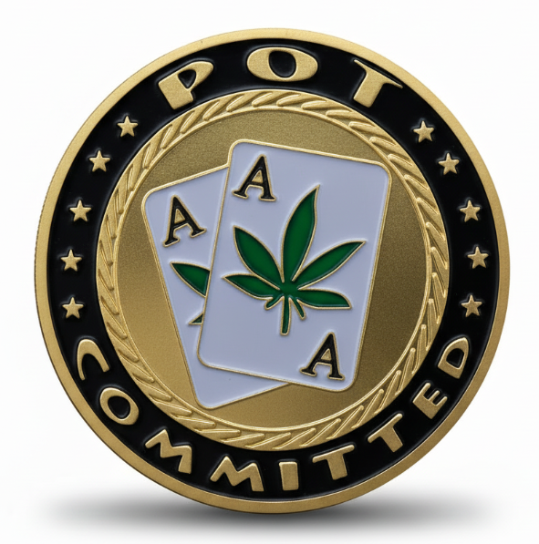 Pot Committed Three Aces poker themed collectible coin available at One More Coin store
