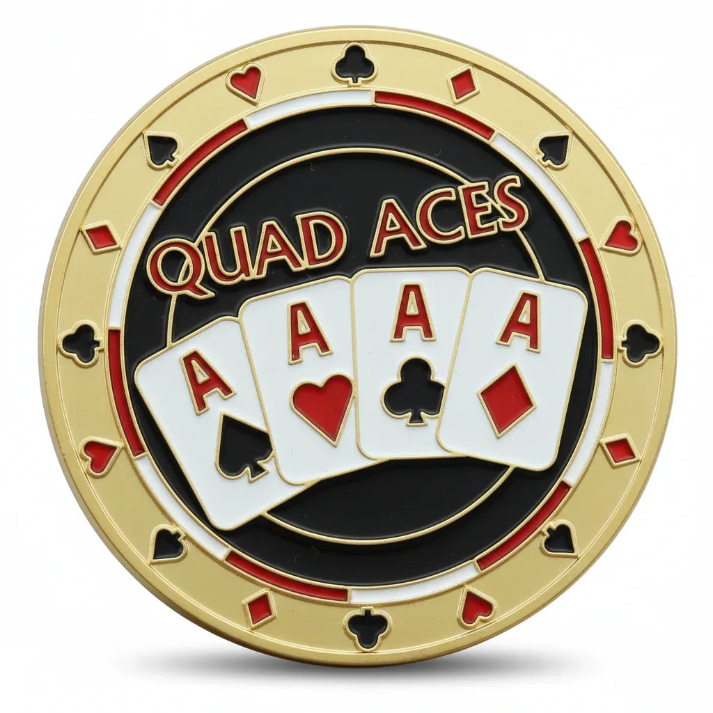 Quad Aces poker themed collectible coin available at One More Coin store
