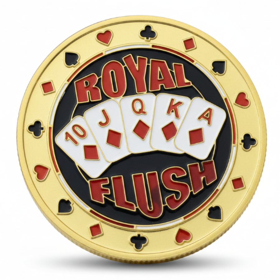 Royal Flush Diamonds poker themed collectible coin available at One More Coin store
