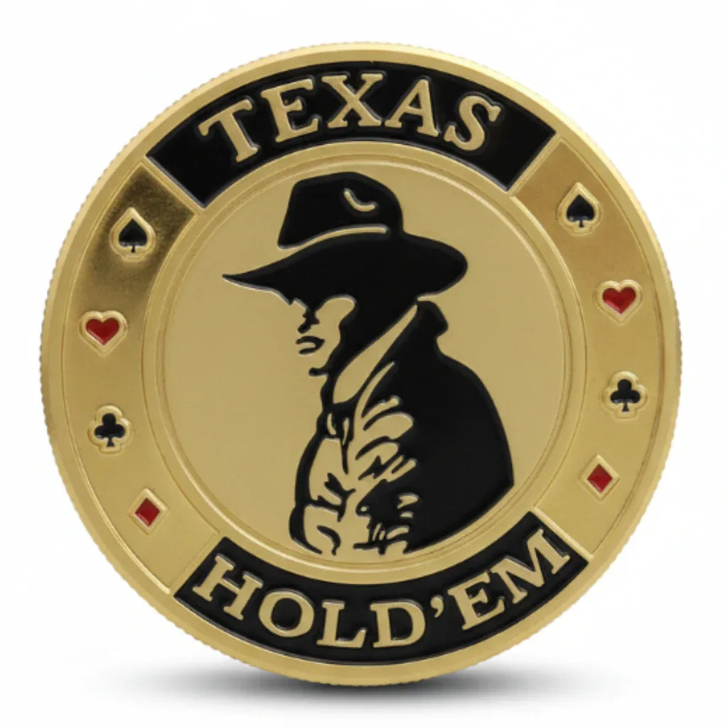 Texas Hold'em Cowboy poker themed collectible coin available at One More Coin store
