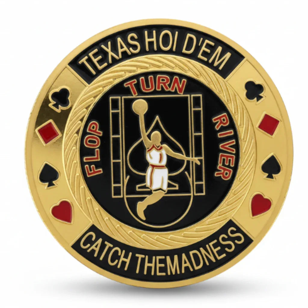 Texas Hold'em Flop Turn River poker themed collectible coin available at One More Coin store
