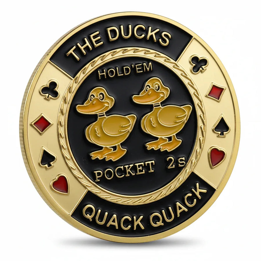 The Ducks pocket twos poker themed collectible coin available at One More Coin store
