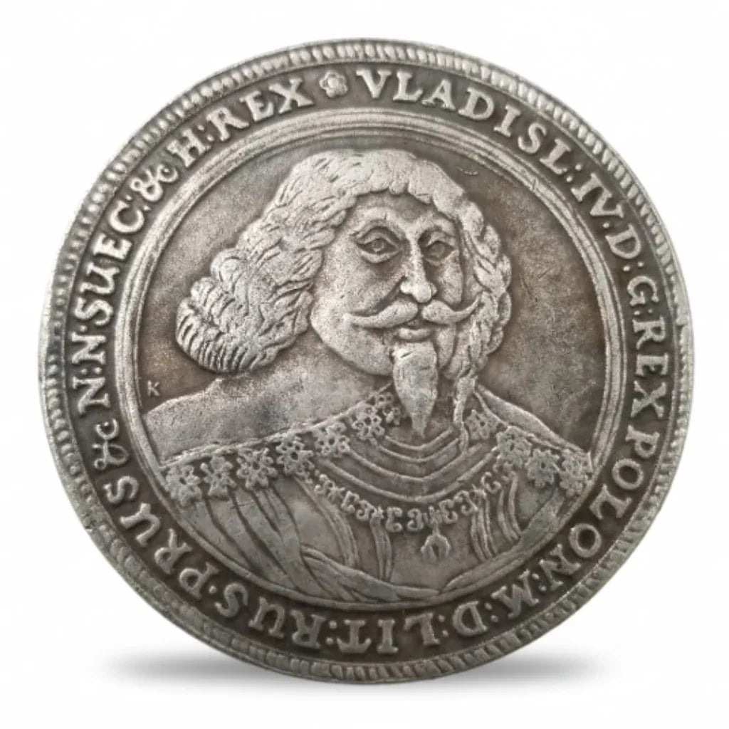 Poland 1637 Gdansk Thaler Wladyslaw IV Vasa armoured portrait collectible coin obverse antique silver finish available at One More Coin store

