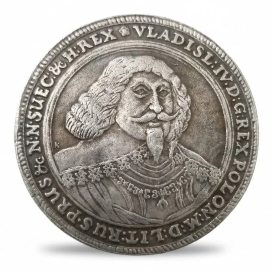 Poland 1637 Gdansk Thaler Wladyslaw IV Vasa armoured portrait collectible coin obverse antique silver finish available at One More Coin store
