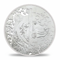 Polar bear collectible coin reverse side puzzle piece design silver-plated commemorative token
