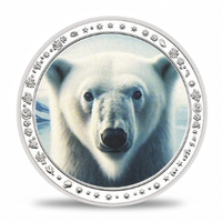 Polar bear portrait close-up Arctic wildlife collectible coin majestic animal commemorative token
