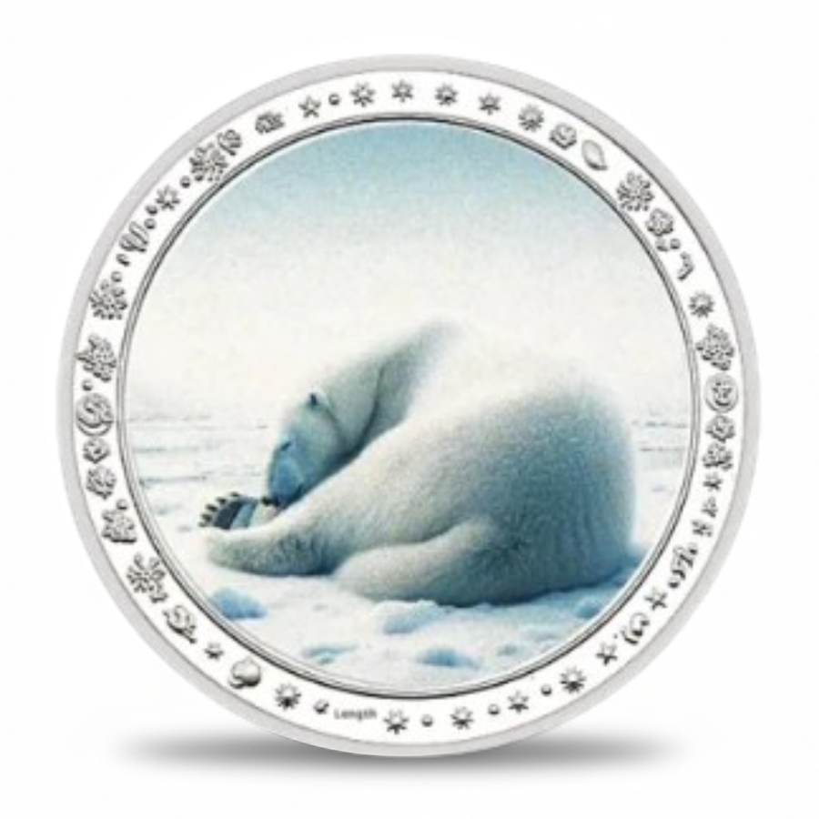 Polar bear resting on snow Arctic winter collectible coin wildlife nature commemorative token
