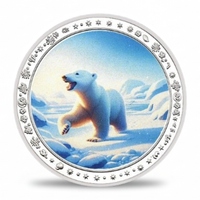 Polar bear roaring on ice Arctic power collectible coin wildlife nature commemorative token
