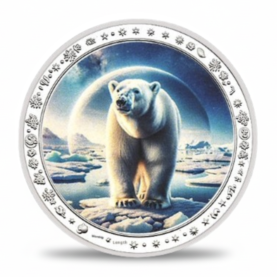 Polar bear standing on ice floe Arctic collectible coin wildlife nature commemorative token
