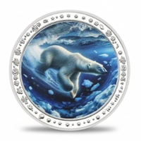 Polar bear swimming underwater Arctic ocean collectible coin marine wildlife commemorative token
