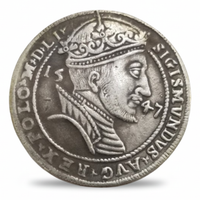 Polish 1547 Talar King Sigismund II Augustus replica coin obverse crowned armoured portrait Jagiellonian Renaissance collectible available at One More Coin store
