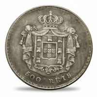 Portugal 500 Reis royal coat of arms reverse Portuguese crown mantling heraldic design historical collectible coin token commemorative collectible coin token
