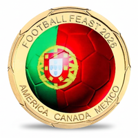 Portugal flag Football Feast 2026 commemorative collectible coin FIFA World Cup gift for football fans available at One More Coin store
