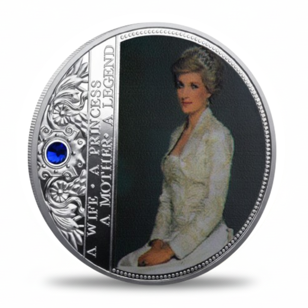 Princess Diana commemorative coin silver finish royal memorial collectible
