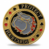 Protect Your Cards bulldog poker commemorative collectible coin gaming gift for card players available at One More Coin store
