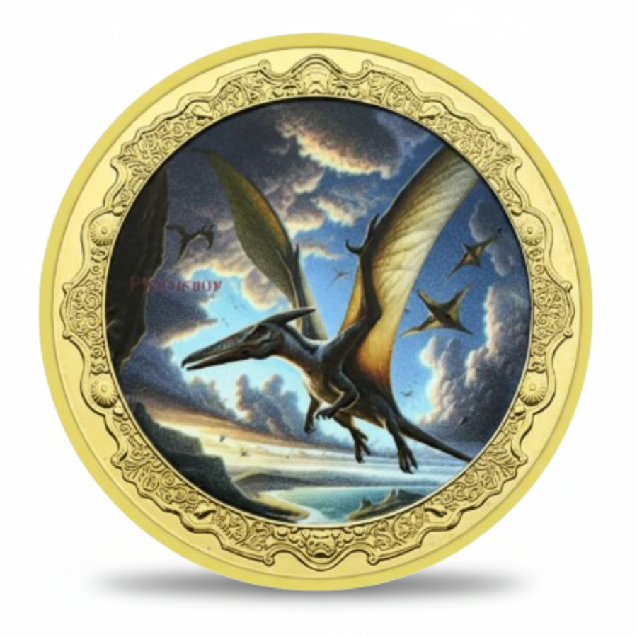 Pteranodon flying dinosaur collectible coin prehistoric reptile coin
