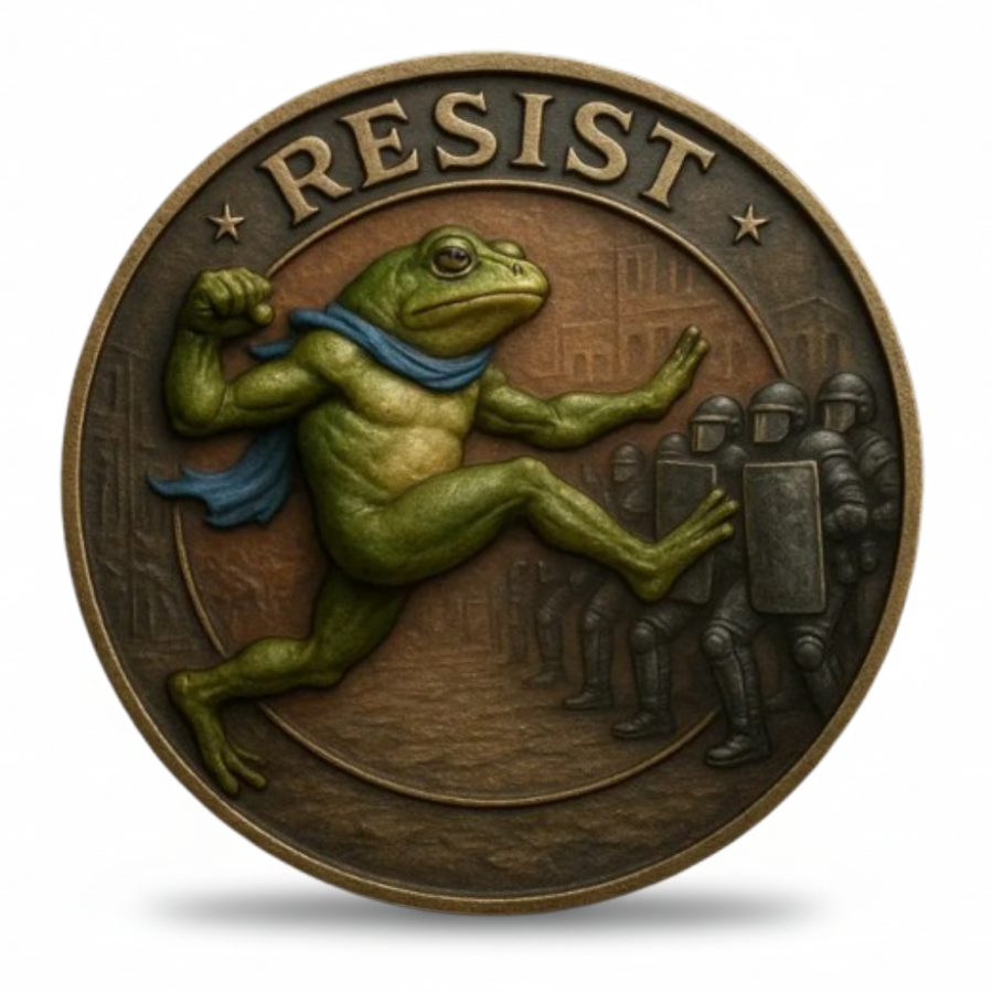 Rage Against The Machine coin resist frog running raised fist protest collectible
