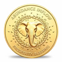 Rainbow 777 Wealth Elephant coin reverse gold elephant head portrait laurel wreath abundance inflow prosperity blessing gold relief collectible token
