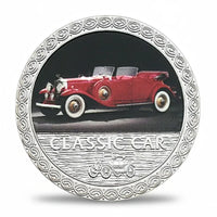 Red 1930s luxury roadster classic car collectible coin vintage automobile memorabilia gift for car enthusiasts available at One More Coin store
