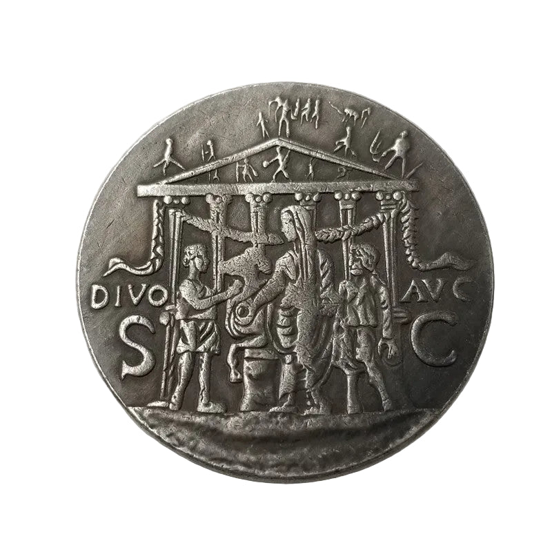 Roman temple consecratio ceremony Divo Augustus SC ancient Rome collectible coin reverse historical replica
