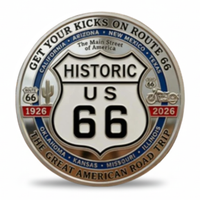 Historic US Route 66 shield collectible coin token reverse 1926 to 2026 Great American Road Trip
