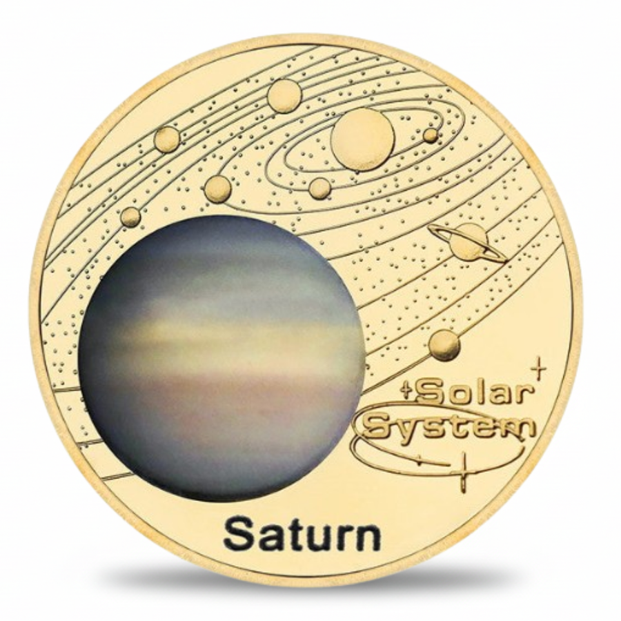 Saturn ringed planet commemorative collectible coin space collectible token
