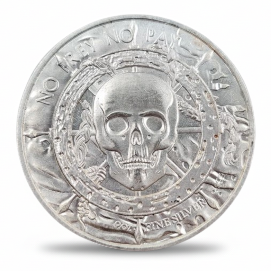 Siren skull pirate coin reverse No Prey No Pay motto skull collectible token