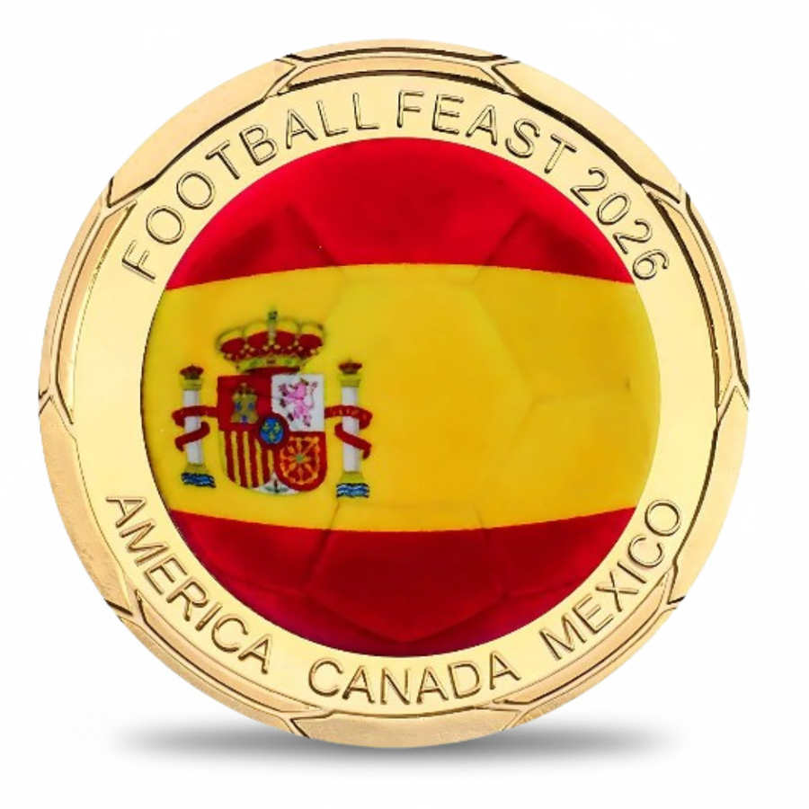 Spain flag Football Feast 2026 commemorative collectible coin FIFA World Cup collectible token
