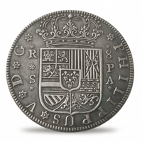 Spanish 1731 Philip V 8 Reales Piece of Eight reverse royal coat of arms Seville mint historical collectible coin token
