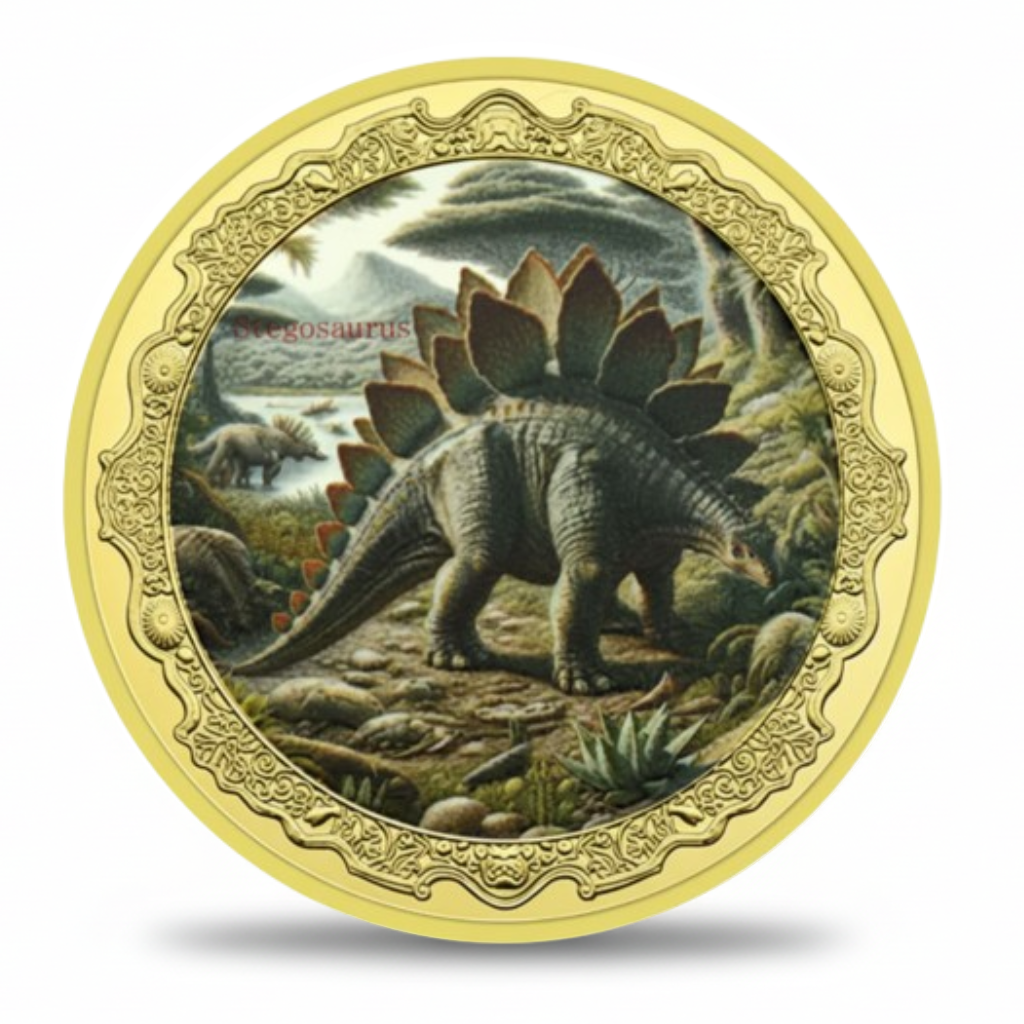Stegosaurus plated dinosaur collectible coin prehistoric coin
