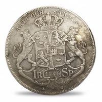 Swedish 1846 Riksdaler Specie Royal coat of arms rampant lions Rätt Och Sanning reverse Scandinavian historical collectible coin token

