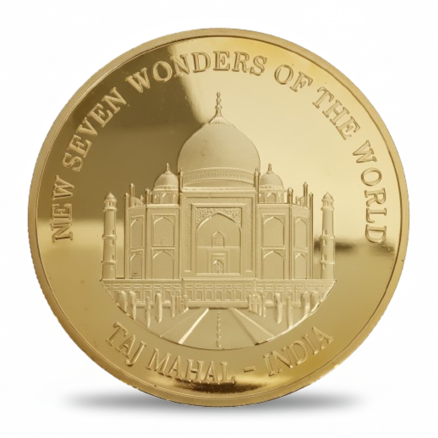 Taj Mahal India Seven Wonders commemorative coin marble mausoleum collectible
