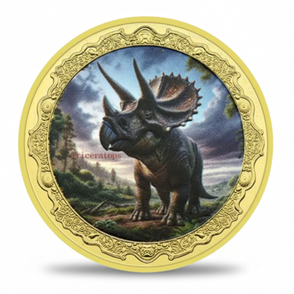 Triceratops three-horned dinosaur collectible coin Cretaceous period coin
