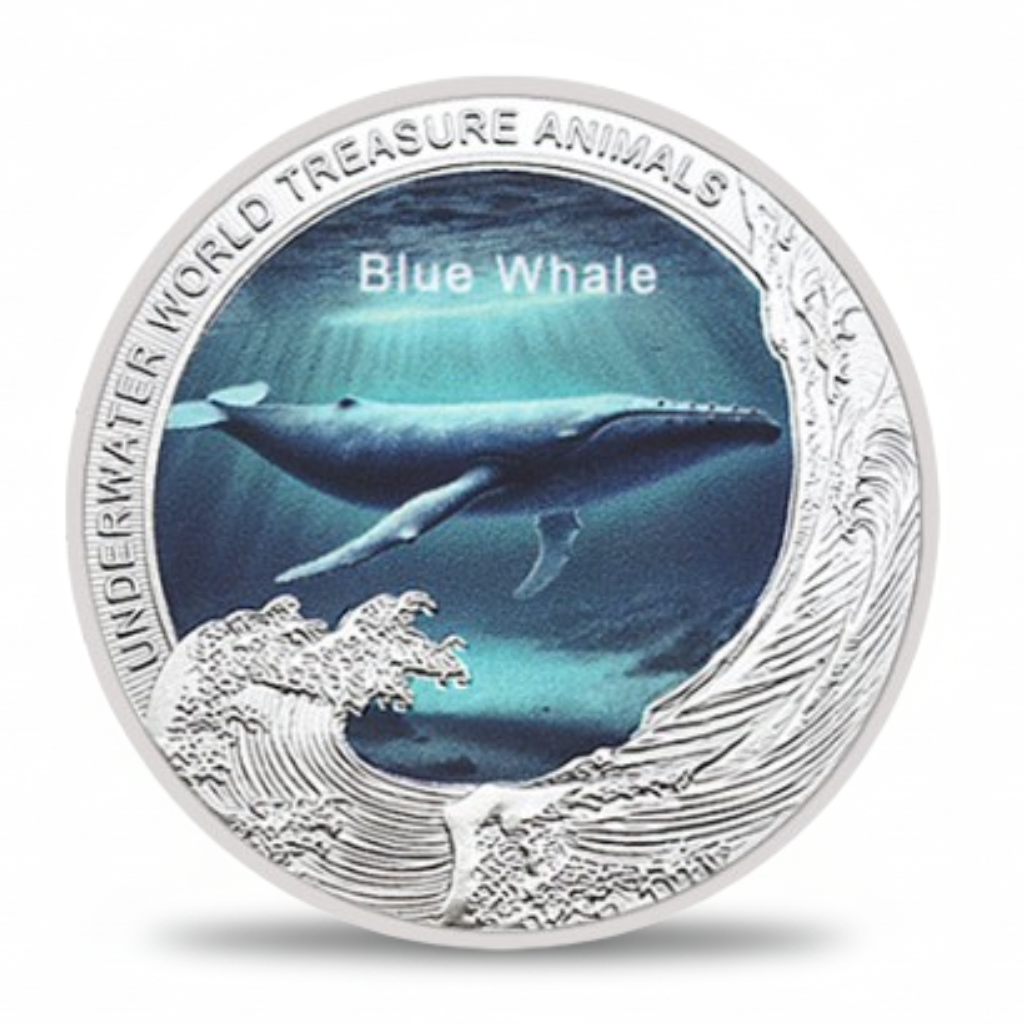 Underwater World Treasure Animals Blue Whale commemorative coin ocean guardians marine life collectible gift available at One More Coin store
