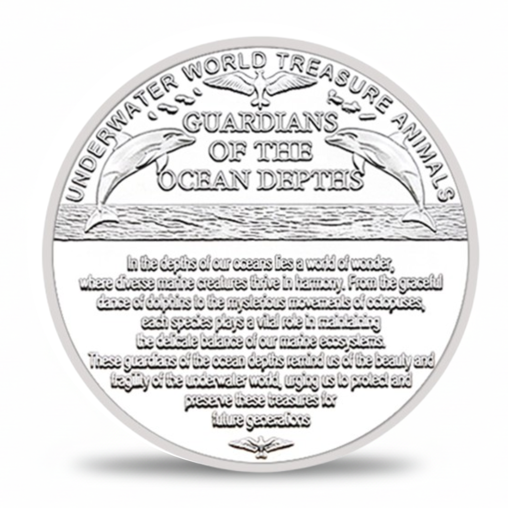 Underwater World coin reverse Guardians of the Ocean Depths conservation message
