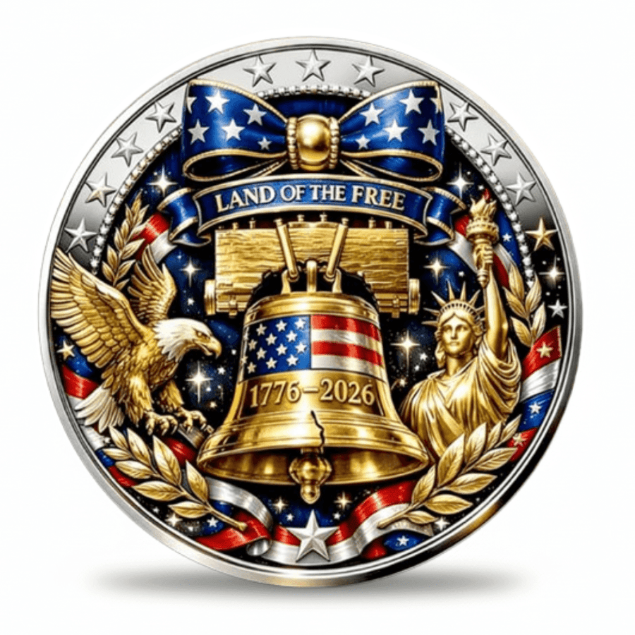 United States of America coin obverse Great Seal bald eagle E Pluribus Unum In God We Trust 250th anniversary patriotic collectible coin token available at One More Coin store
