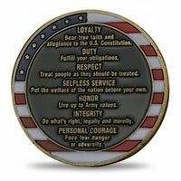 US Army Core Values coin reverse military branches infantry tank aircraft naval imagery challenge coin collectible
