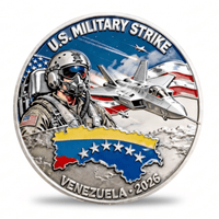 US Military Strike Venezuela 2026 collectible coin token fighter pilot F-22 Raptor American flag available at One More Coin store
