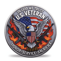 US Veteran Second Amendment coin silver finish bald eagle flames crossed rifles Honor Service Sacrifice patriotic commemorative collectible token
