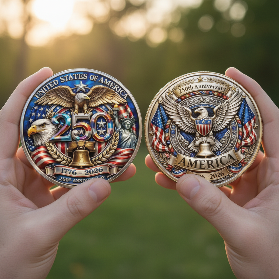 USA 250th Anniversary Both Coins Handheld