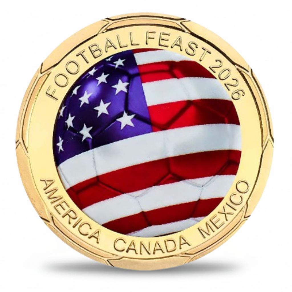 USA flag Football Feast 2026 commemorative collectible coin FIFA World Cup collectible token
