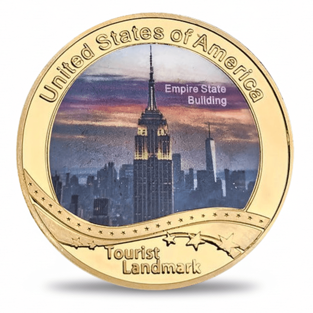 USA Landmark collectible coin Empire State Building New York full-colour gold finish tourist souvenir collectible token
