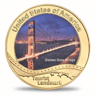 USA Landmark collectible coin Golden Gate Bridge San Francisco full-colour gold finish tourist souvenir collectible token
