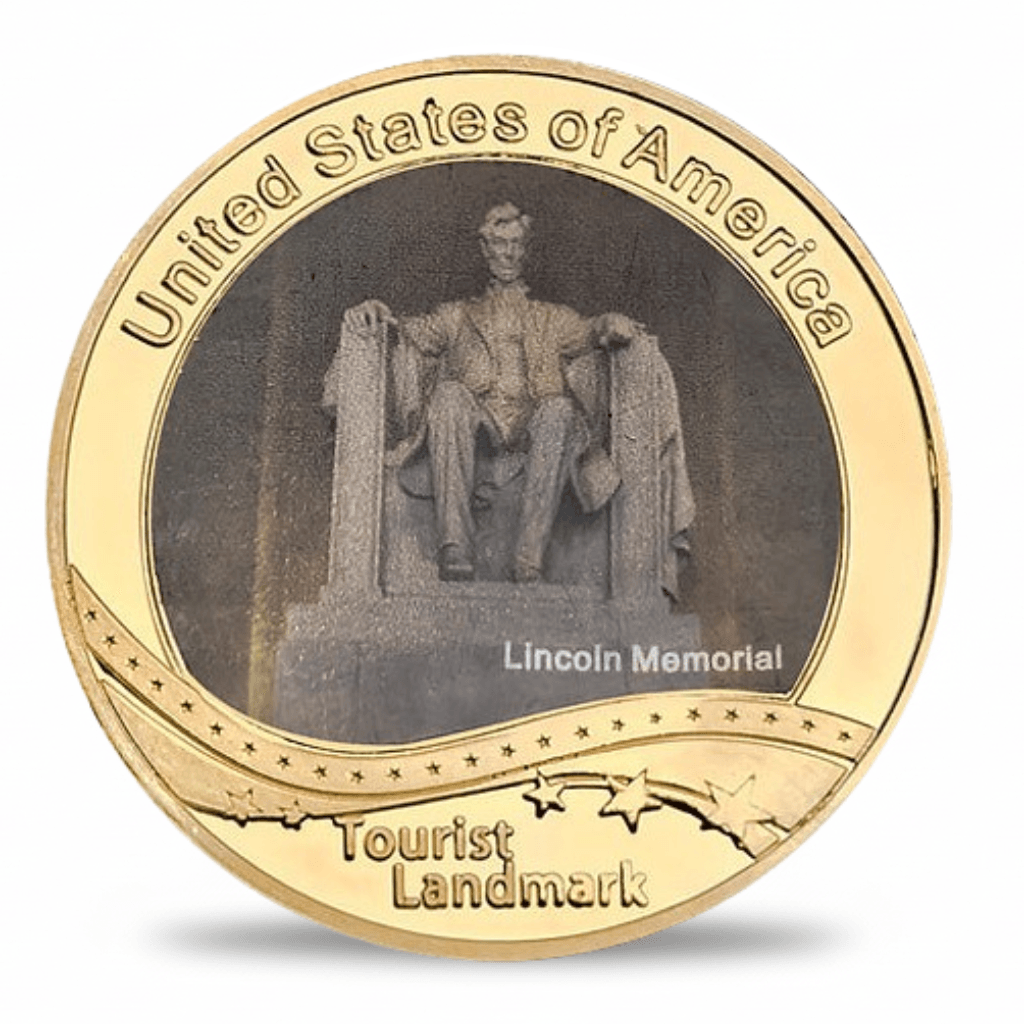USA Landmark collectible coin Lincoln Memorial Washington DC full-colour gold finish tourist souvenir collectible token
