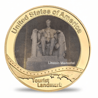 USA Landmark collectible coin Lincoln Memorial Washington DC full-colour gold finish tourist souvenir collectible token
